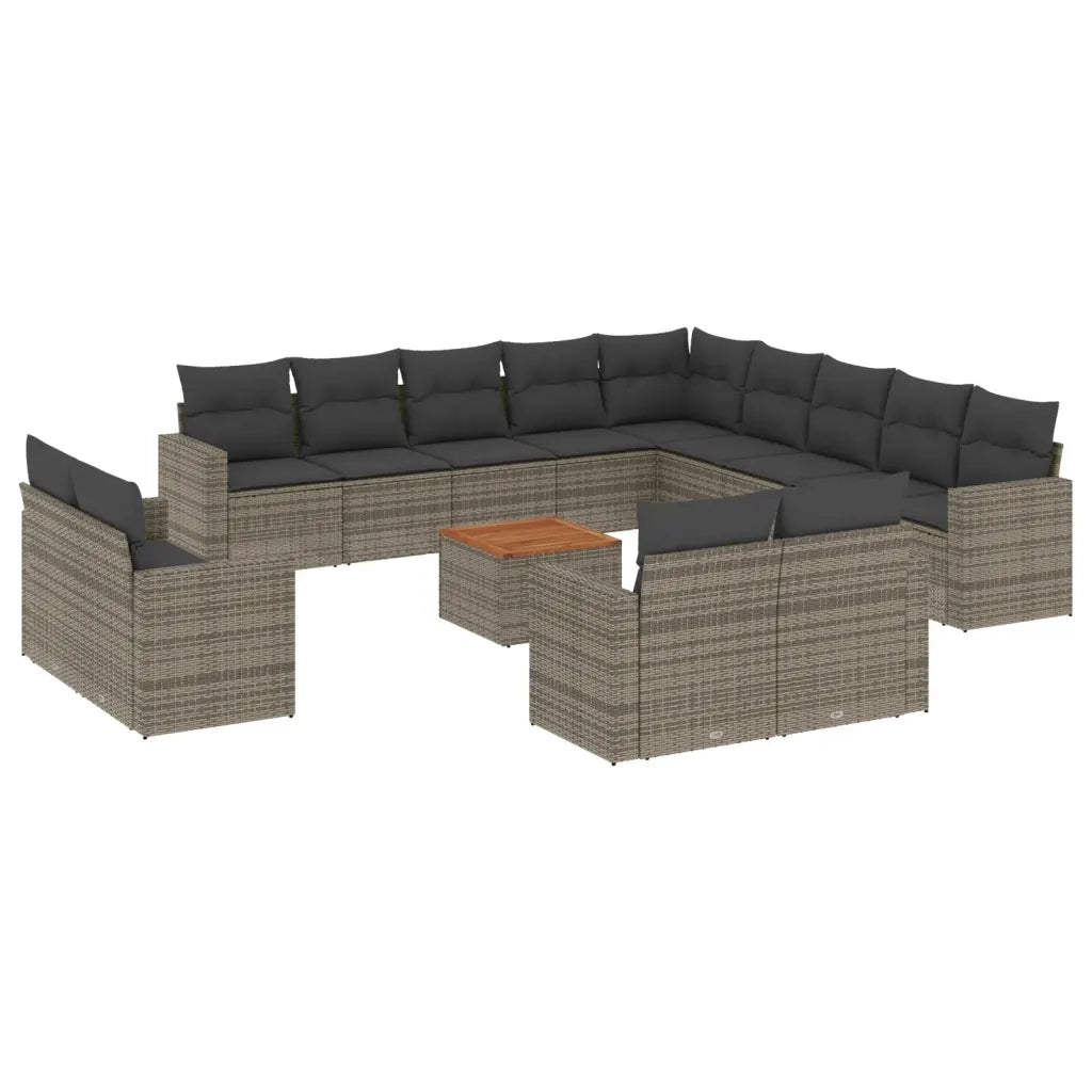 Set Divani da Giardino 14pz con Cuscini in Polyrattan Grigio 3224401