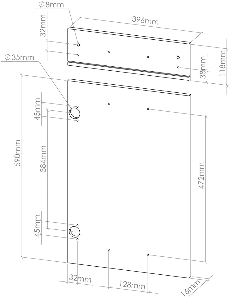 Frontale cucina R-Line, Bianco casa di campagna, 39.6 x 71.6 cm frontale del mobile per mobile base con cassetti