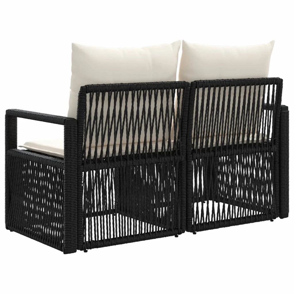 Divano da giardino 2-Numero di posti Nero polyrattan 42026704