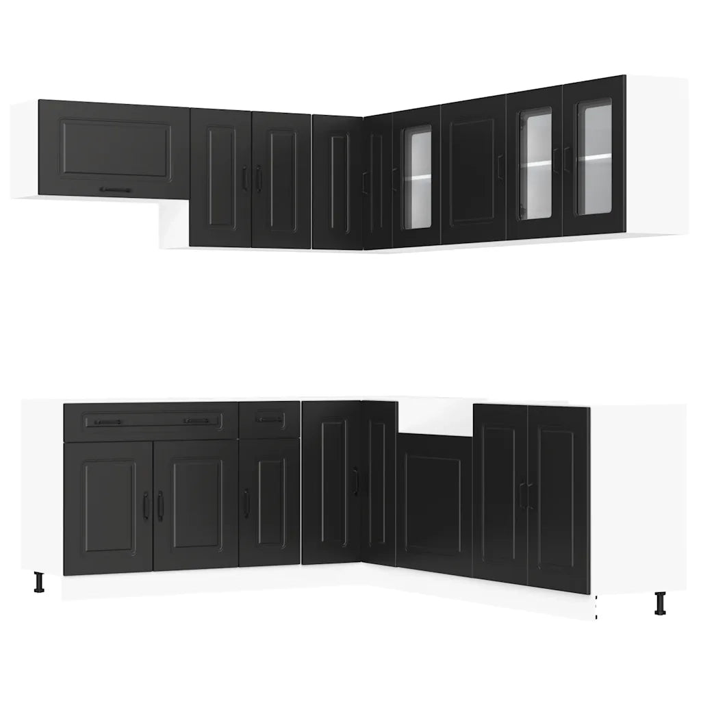 Set Mobili da Cucina 11 pz Kalmar Neri Legno Multistrato 3314912