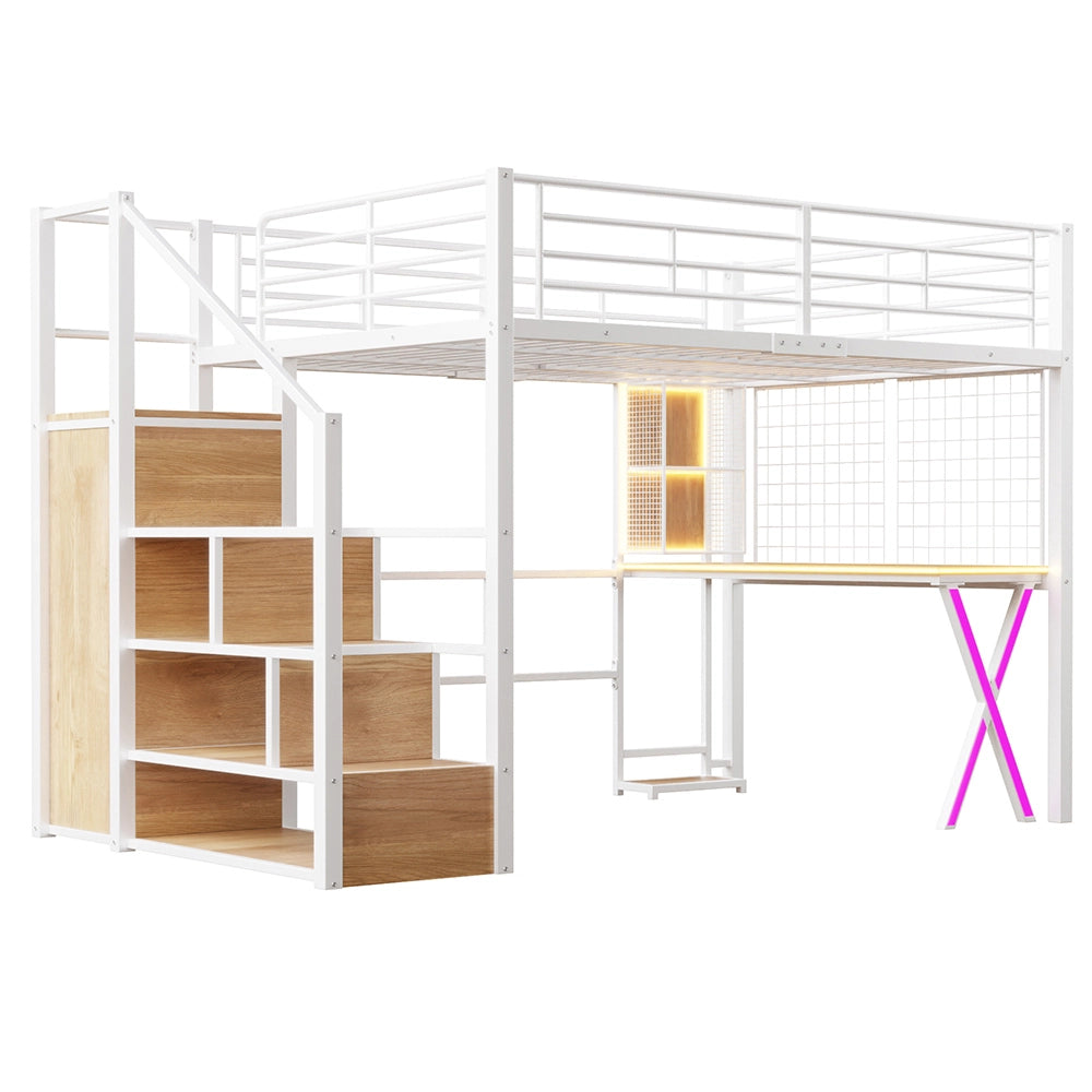 Letto mezzanino 140x200cm - Xylo - bianco, armadio, scrivania, organizzazione