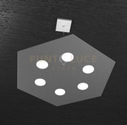 EXAGON SOSPENSIONE 6+1 LUCI BIEMISSIONE GRIGIO ANTRACITE 1142-SG+1-GA