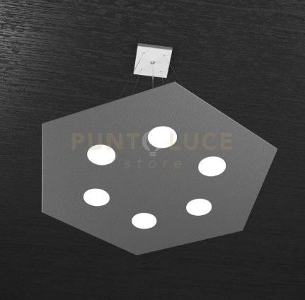 EXAGON SOSPENSIONE 6+1 LUCI BIEMISSIONE GRIGIO ANTRACITE 1142-SG+1-GA