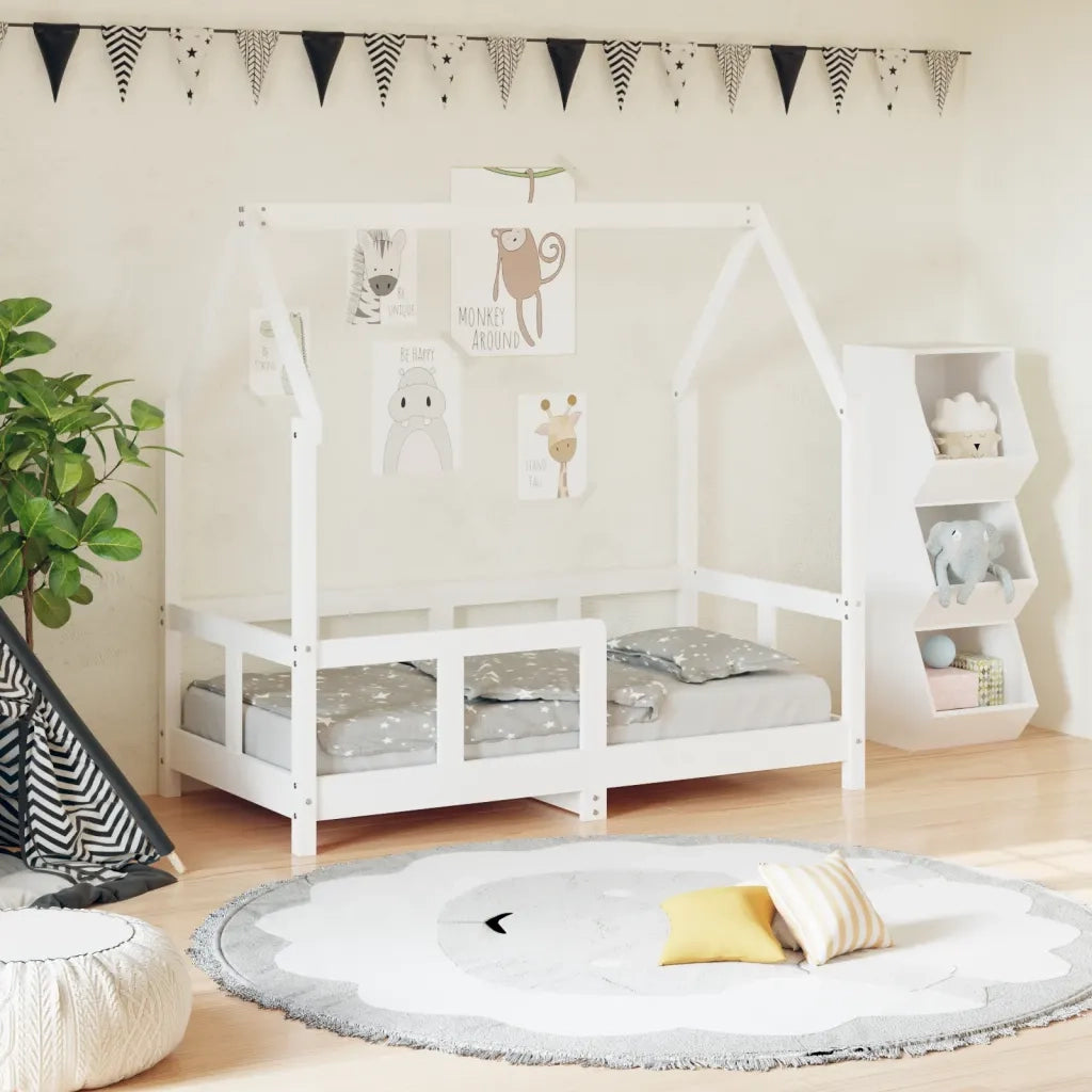 Giroletto per Bambini | Letto Infantile | Lettino Bianco 70x140cm in Legno Massello di Pino