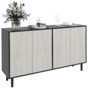 Credenza Moderna con 2 Armadietti e 4 Ante con Apertura a Pressione, 121x37x75cm, Nero