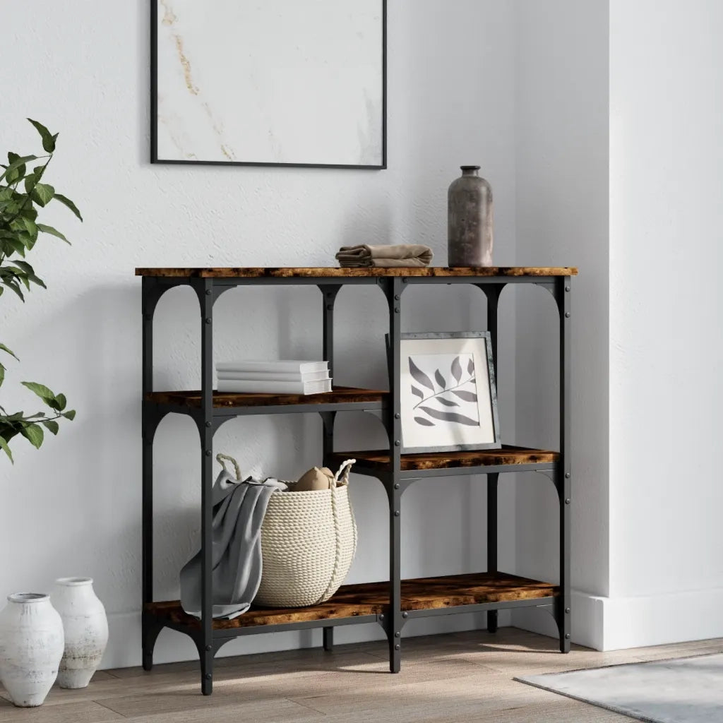Tavolo Consolle | Tavolo d'Ingresso Rovere Fumo 80x29x75 cm in Legno Multistrato