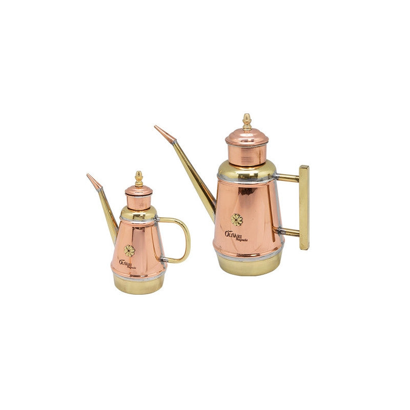 Oliera artigianale in rame e ottone – Capacità 0,5 litri – Stile tradizionale napoletano – Olivari