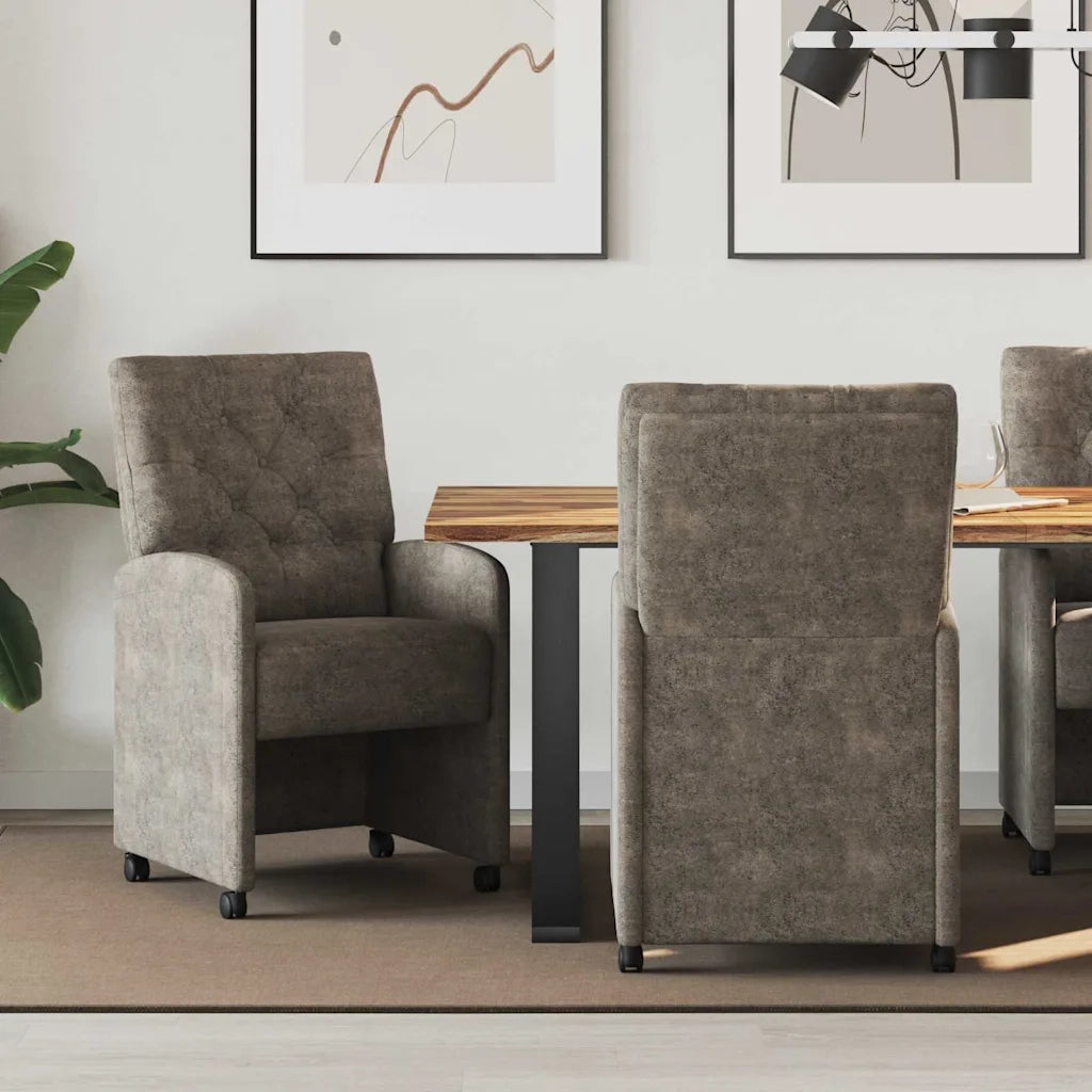 Sedie da Pranzo con Ruote 2 pcs Grigio scuro 58 x 67 x 97 cm