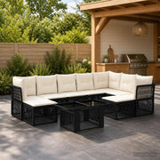 Set Divano da Giardino 10 pz Nero polyrattan 3436573