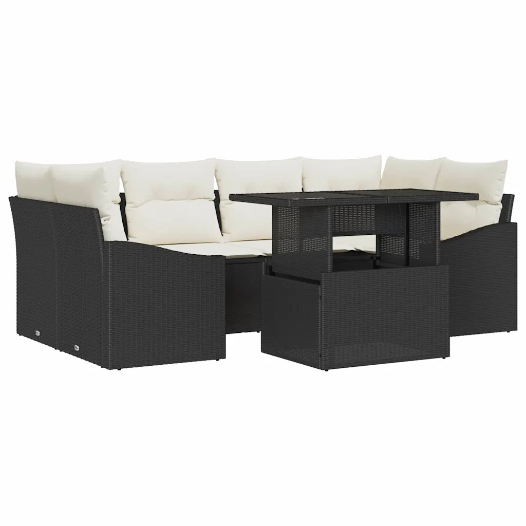 Set Divano da Giardino con archiviazione 7 pcs Nero Poly Rattan 3357670