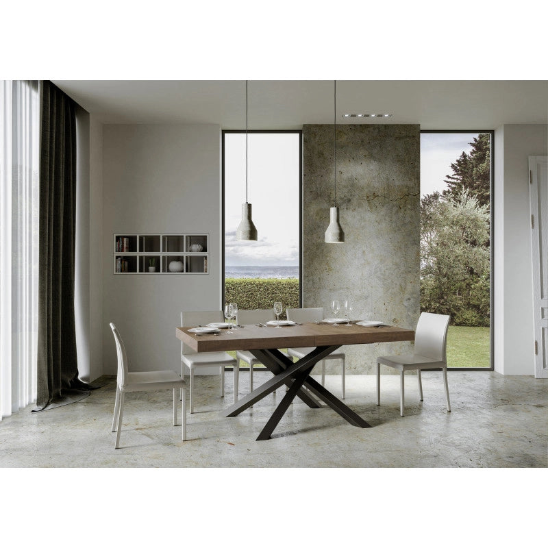 Tavolo allungabile 200/460x90 cm Volantis telaio Antracite - Noce