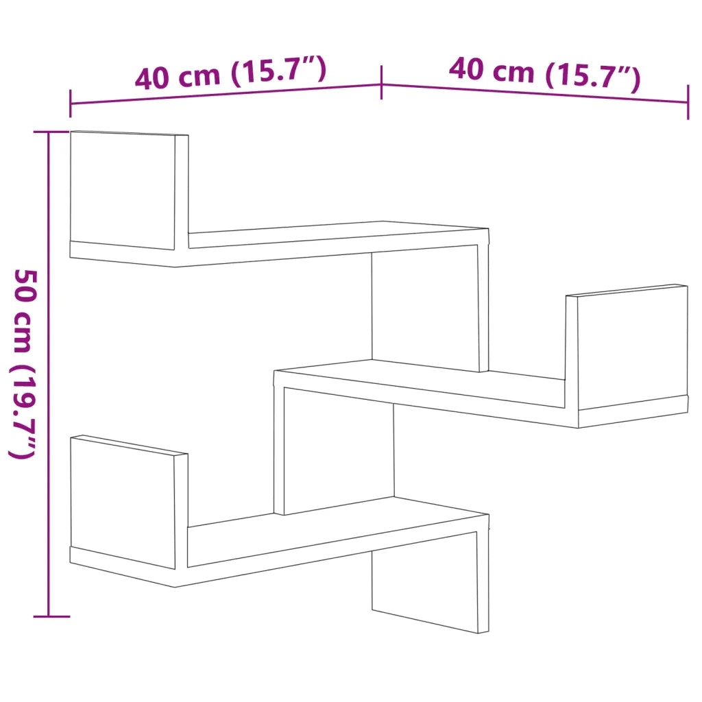 Scaffali Angolari Muro 2pz Sonoma 40x40x50cm Legno Multistrato 807230