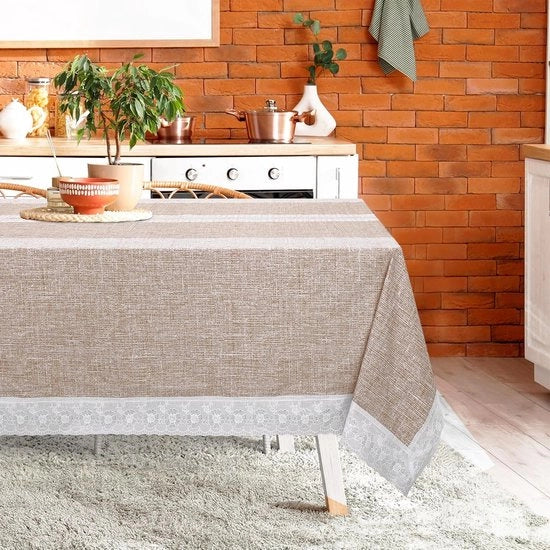 Tavolo quadrato copri tavolo giallo impermeabile PVC lavabile per cucina e festa 140 x 220 cm