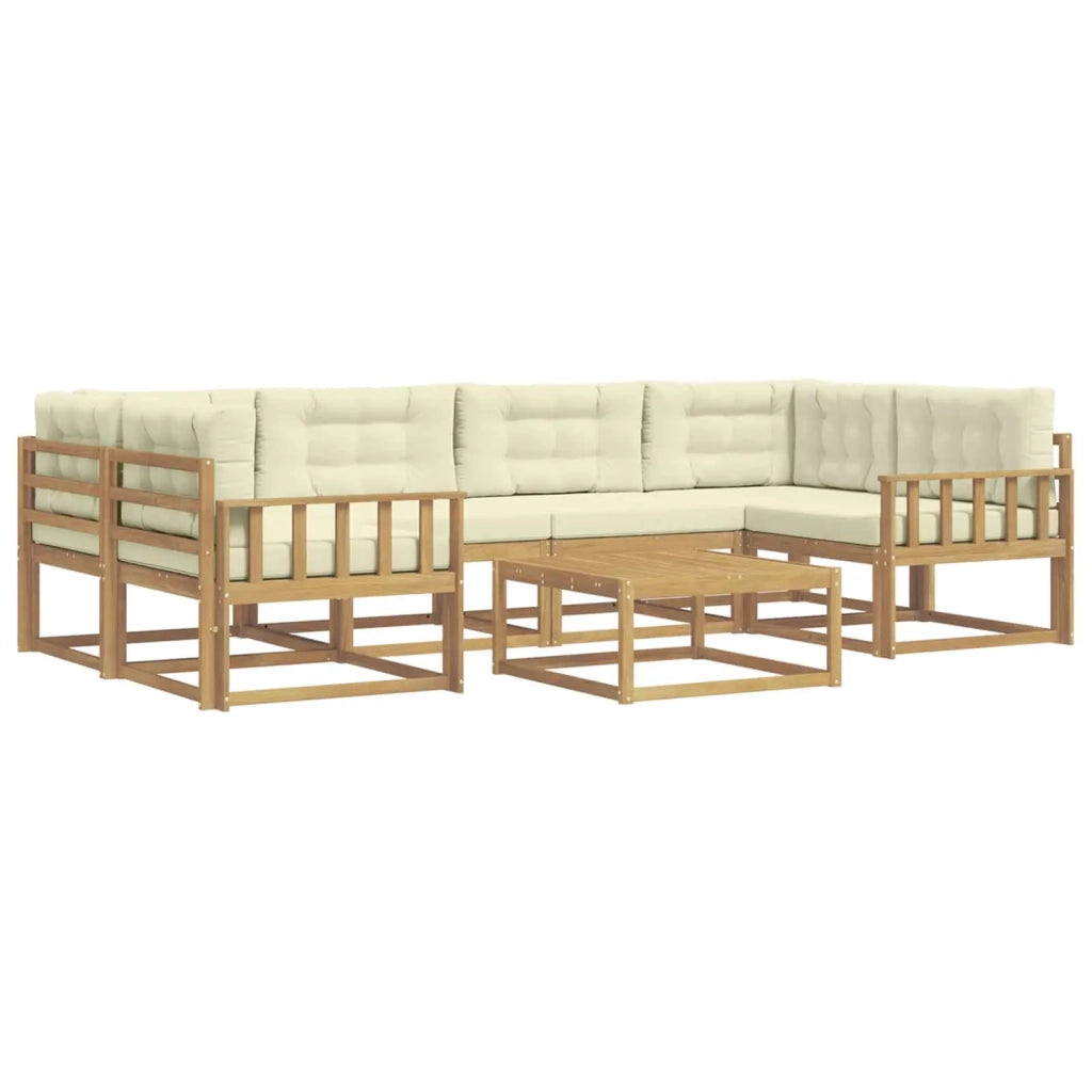 Set di divani da esterno con cuscino 5 pcs Bianco e Crema