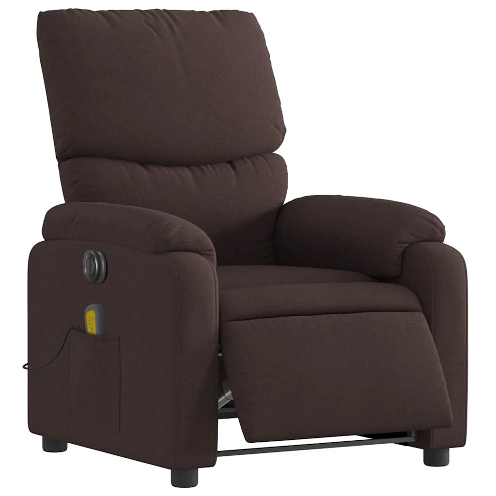Divano Sedia-Poltrona Massaggio Reclinabile Elettrica Marrone Scuro Tessuto 369404