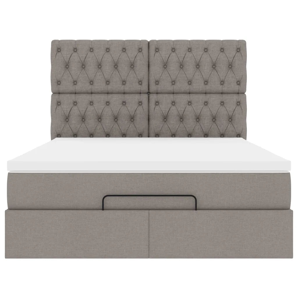 Struttura Letto Pouf con Materasso Tortora 140x200cm in Tessuto
