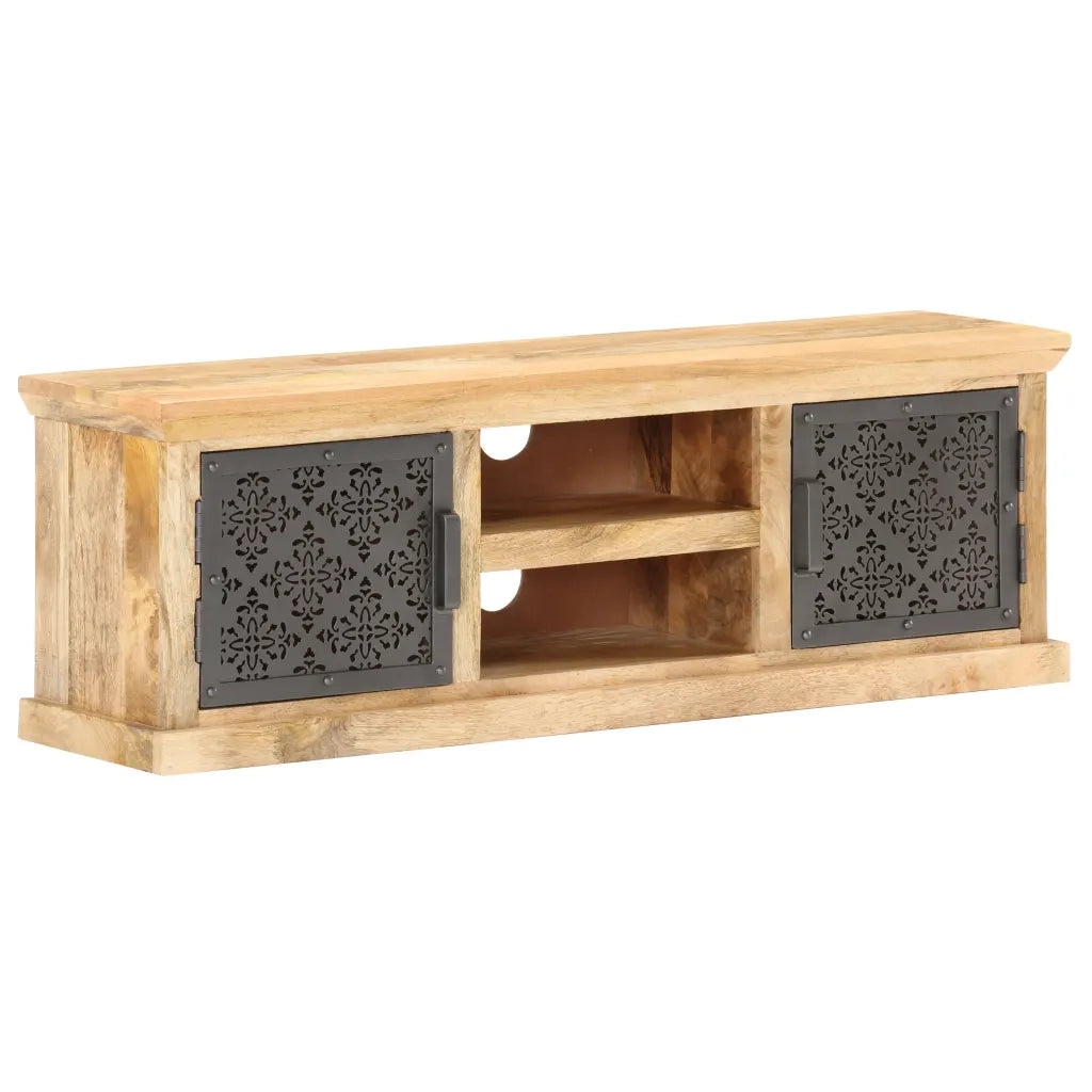 Mobile Porta TV Ante in Acciaio 120x30x40 cm Mango Massello 289095