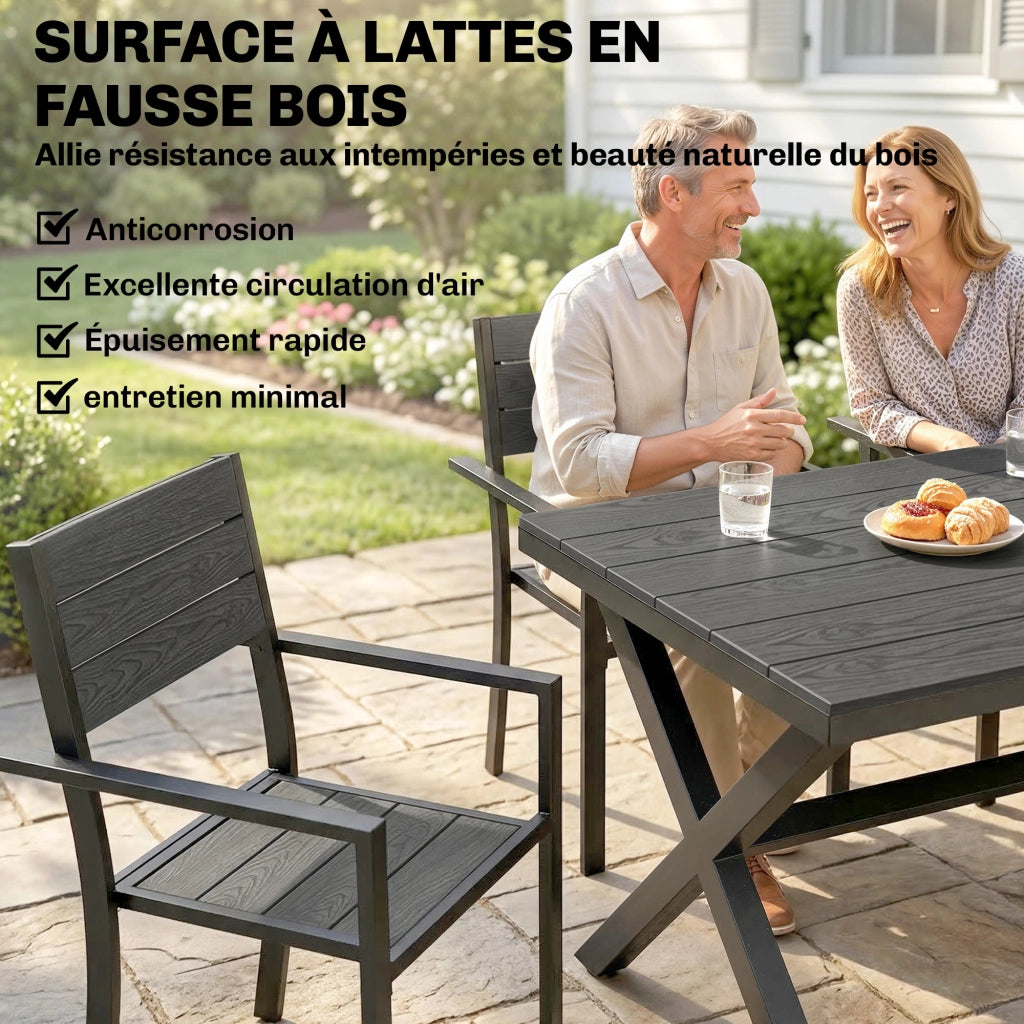 Tavolo da pranzo esterno allungabile 6 persone ¨C zephmum ¨C grigio effetto legno
