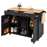 Carrello da Cucina con Portabottiglie; Ripiani Regolabili e Ruote con Freno; in MDF e Metallo; 102x45x92 cm; Nero