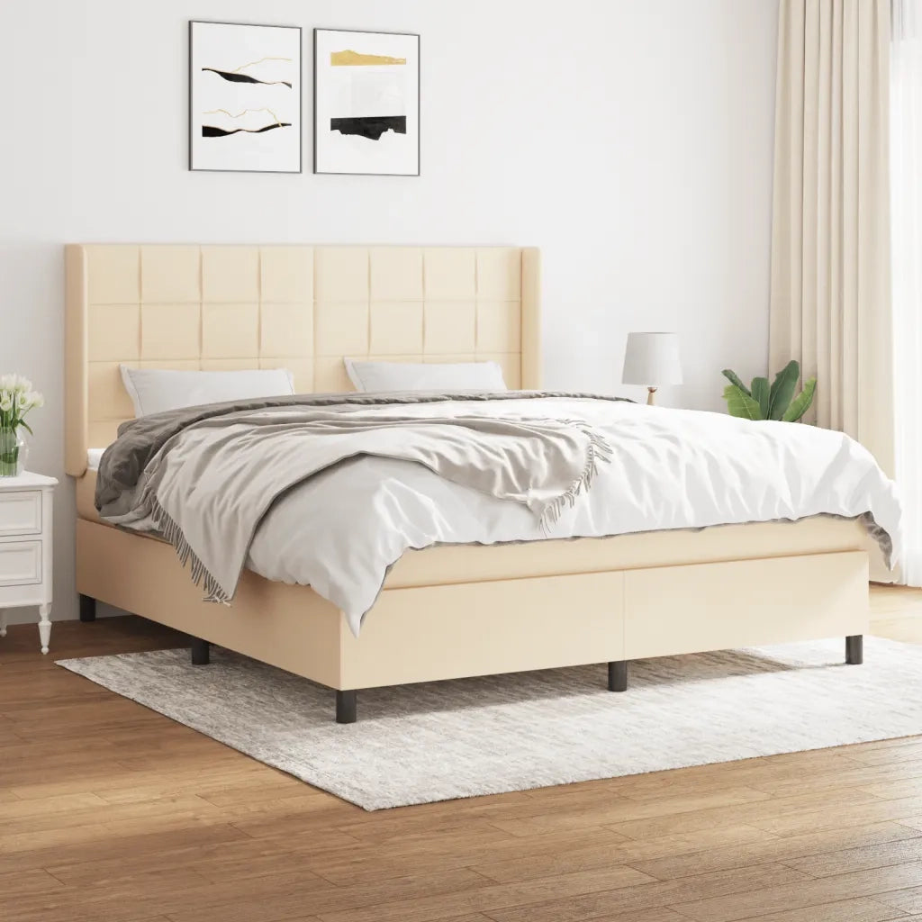 Giroletto a Molle con Materasso Crema 180x200 cm in Tessuto 3131454