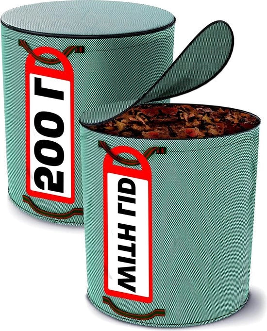 Sacchi di raccolta rifiuti con chiusura a cerniera 500L - XXL Grande - Maniglie robuste - Ripiegabile - Riciclabile - Polipropilene - Stabile.