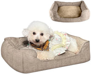Letto per Cani per Piccoli Cani, Letto Antiscivolo per Cani 61×48×18 cm, Cuscino per Cani morbido, Divano per Cani con Cuscino per Cani a Doppia Facia per Cani e Gatti, Marrone
