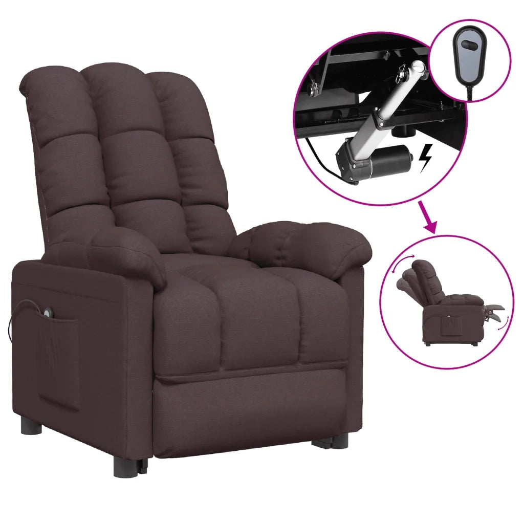 Poltrona Elettrica Reclinabile Marrone Scuro in Tessuto 3073753