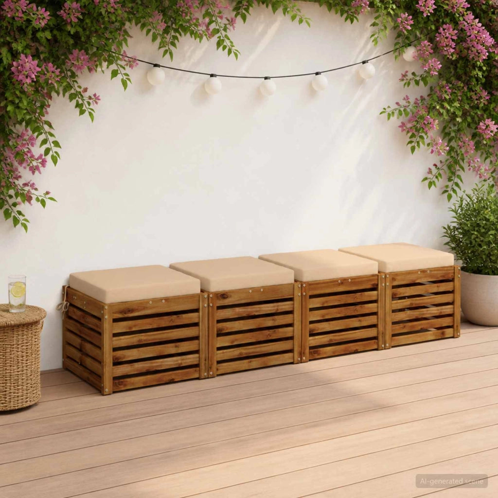 Cuscini per Sedia in 4 Pezzi SOEST 4 pz 100% Poliestere Crema 944393