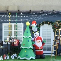 Albero di Natale Gonfiabile Gigante 243cm con Luci a Led e Babbo Natale, Decorazione Natalizia da Esterno Impermeabile