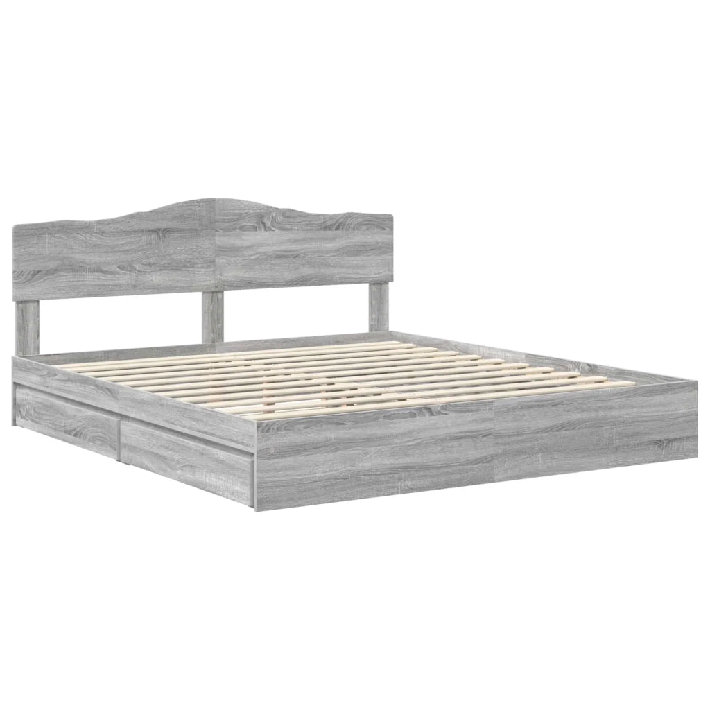 Letto con Contenitore con testiera Grigio Sonoma 180 x 200 cm
