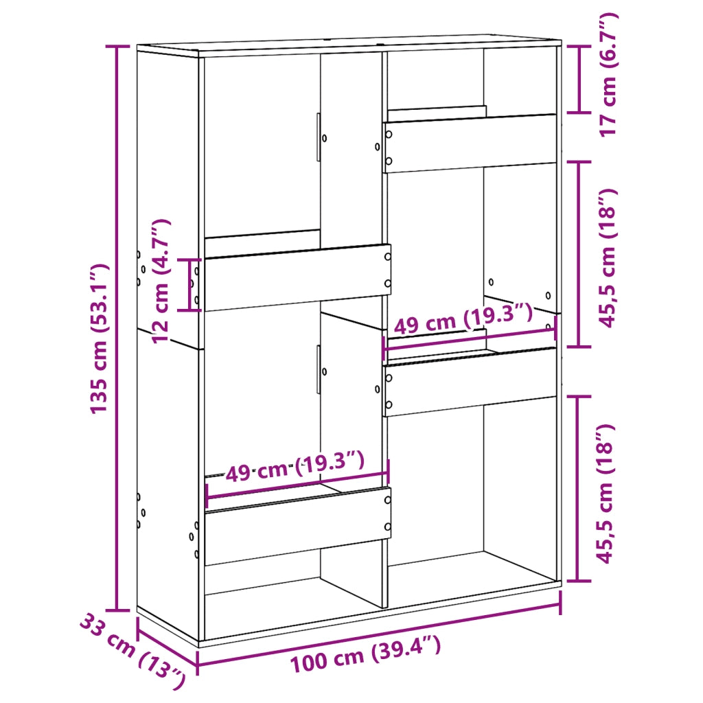 Libreria Rovere Sonoma 100x33x135 cm in Legno Multistrato 3309386