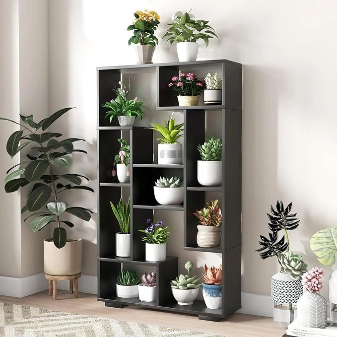 Libreria Geometrica 120 cm, Scaffale per Libri con Ripiani Aperti, Scaffale da Esposizione Moderno con Kit Anti-ribaltamento, Ideale per Casa Ufficio o Soggiorno (Nero)