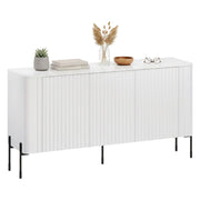 Credenza Susegana, Madia da salotto con tre ante battenti, Rialzata da terra, 150x40 h80 cm, Bianco