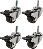 Piedini per mobili ruote piccole 25 mm con ruote a sterzo con freno con viti M6 11 kg per ruota ruote in gomma adatte per pavimenti