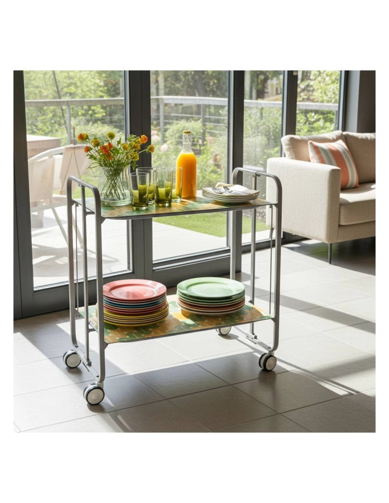 Carrello da cucina pieghevole grigio con ruote BAUHAUS 2 ripiani