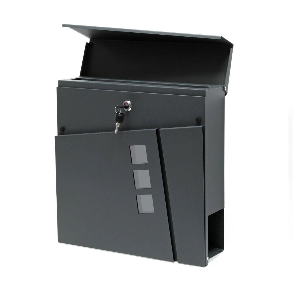 Cassetta postale di design con scomparto per giornali/riviste acciaio zincato antracite 16_0000100