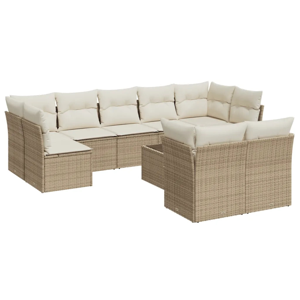 Set Divano da Giardino 10 pz con Cuscini Beige in Polyrattancod mxl 87781