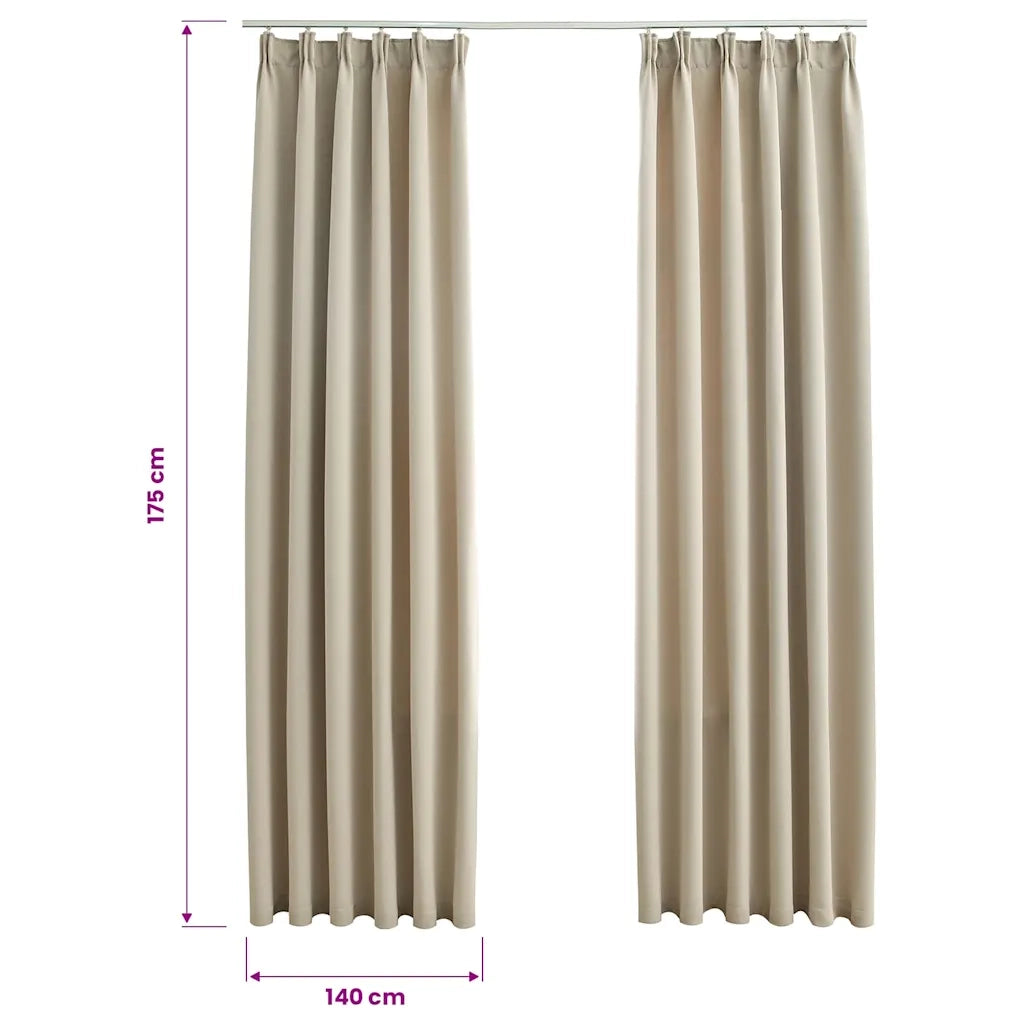 Tende Oscuranti con Ganci 2 pz Beige 140x175 cm 134446