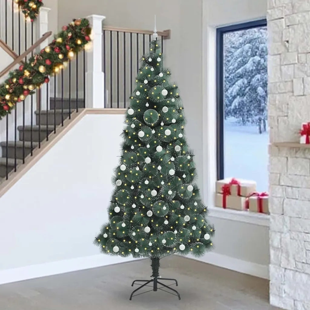 Albero di Natale artificiale pre-illuminato con set di palline