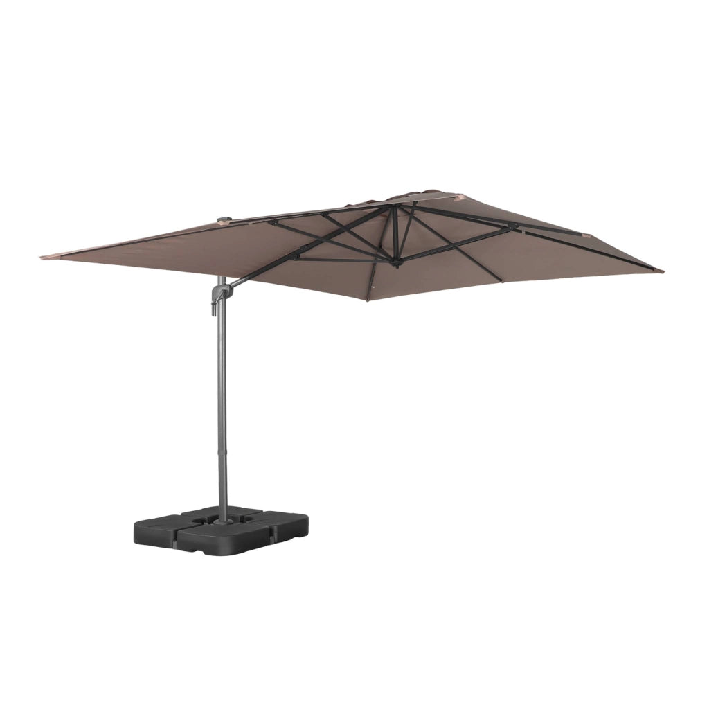 Ombrellone rettangolare eccentrico, 3x4m + base 50x50cm, talpa