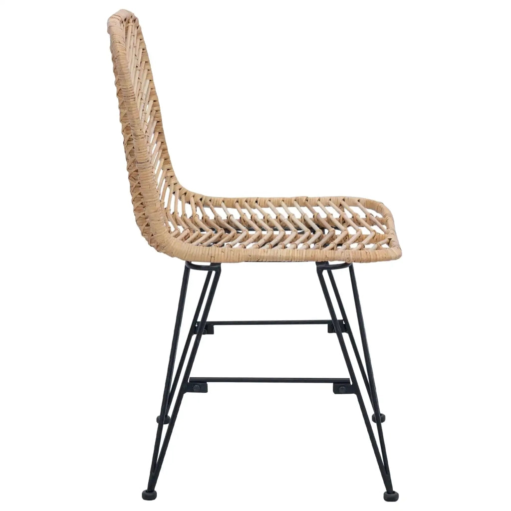 Sedia da pranzo 2 pcs Rattan e Ferro Naturale