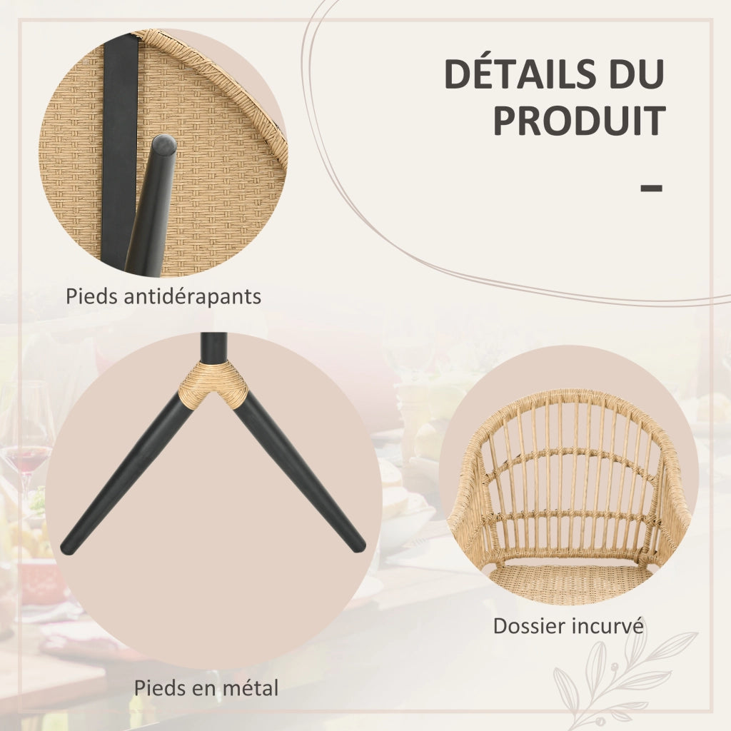 Set da pranzo da giardino 6 persone ¨C zephmum ¨C tavolo rettangolare e 6 sedie con cuscini in rattan