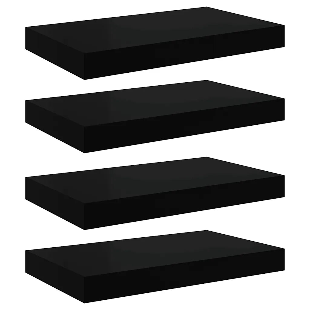 Scaffali a Parete 4 pz Neri 40x23x3,8 cm in MDF 323828