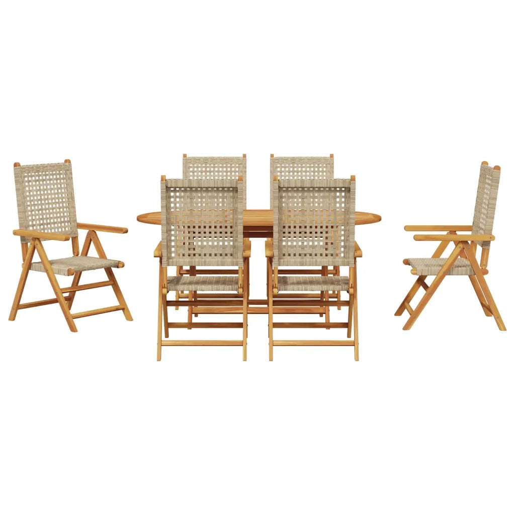 Set da Pranzo per Giardino 7 pcs Beige Legno di Acacia Massello