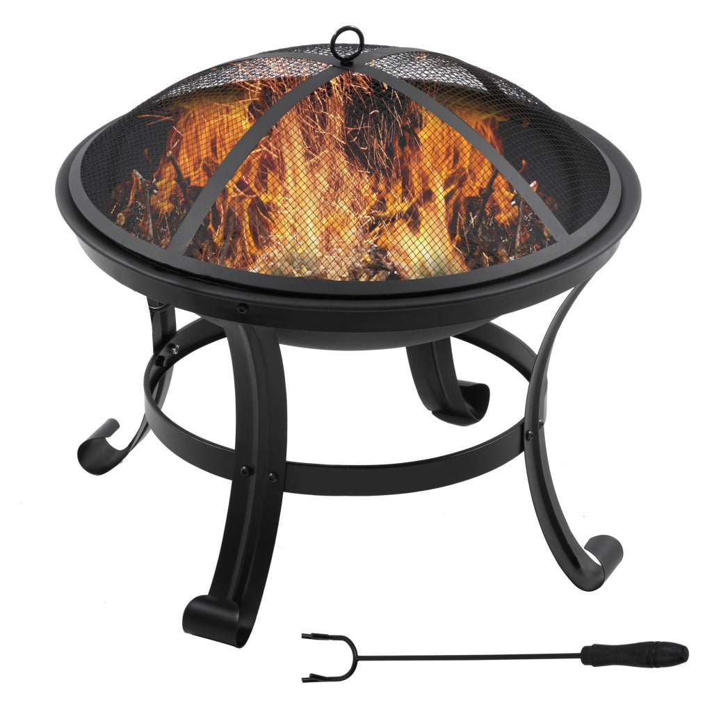 Brasero Foyer Esterno Rotondo con Parascintille ¨C zephmum ¨C Nero 55x55x50 cm