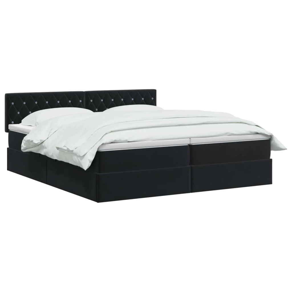 Letto con contenitore LED e materasso Nero 200 x 200 cm Velluto 3459380