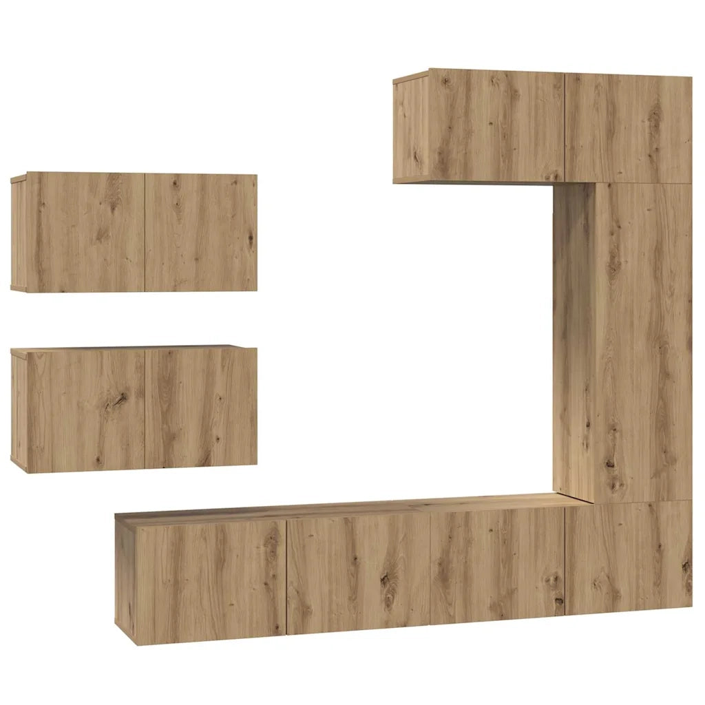 vidaXL Set mobile TV 6 pcs rovere artigianale 30.5 x 30 x 90 cm