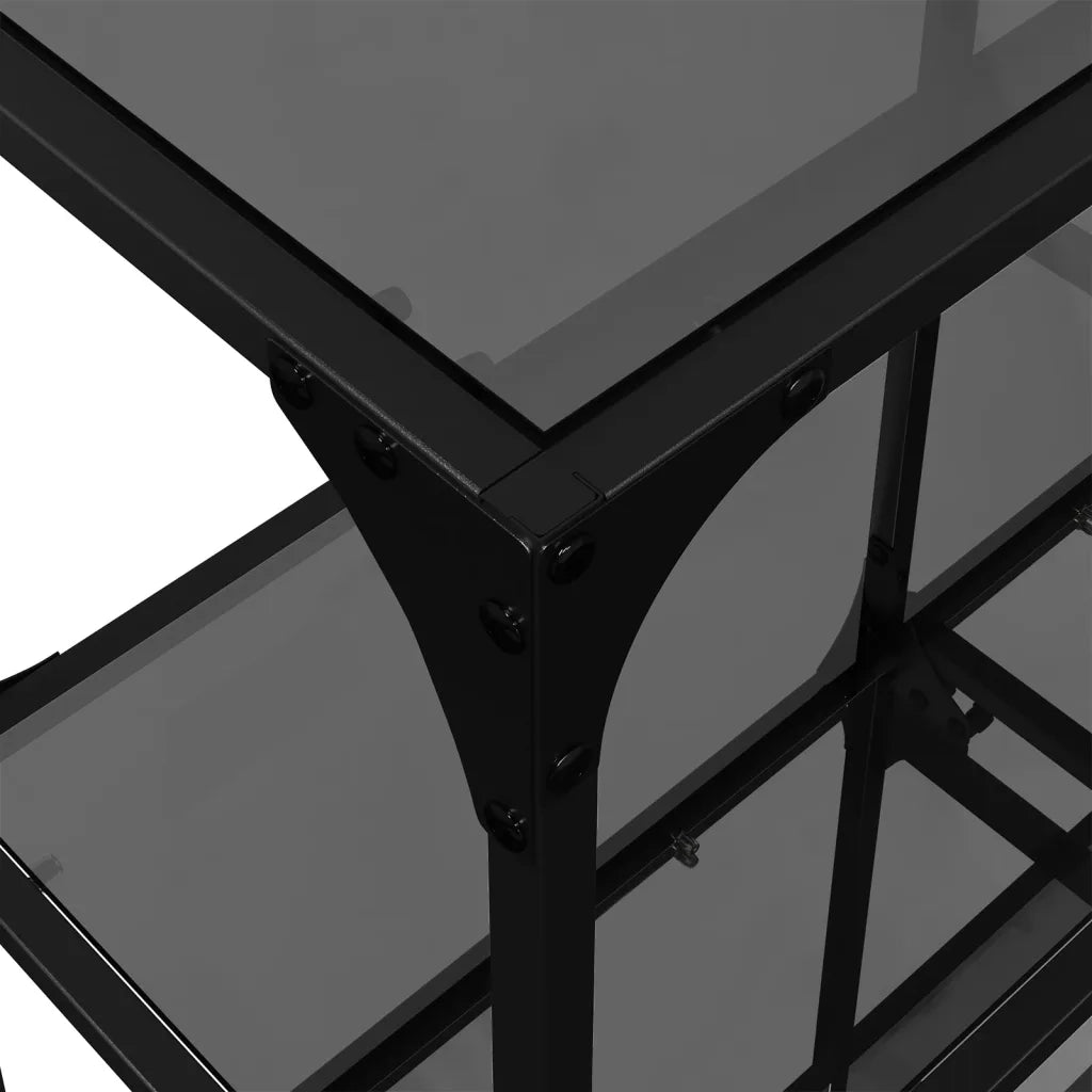 vidaXL Tavolino Consolle con Piano in Vetro Nero 98x30x81cm in Acciaio