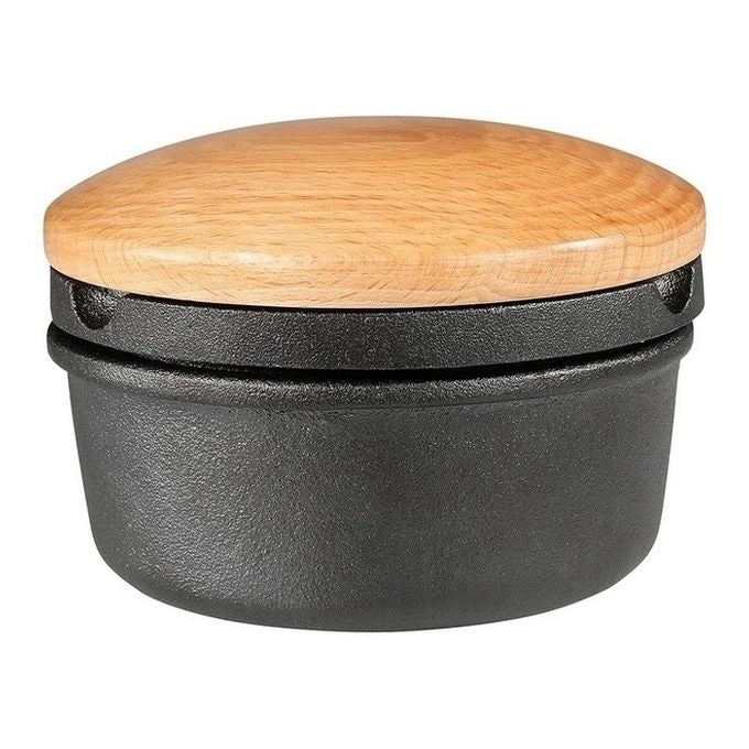 Zassenhaus M076141 Grattugia per Spezie XL in Ghisa con Vano Portaoggetti e Coperchio in Legno di Faggio colore Nero