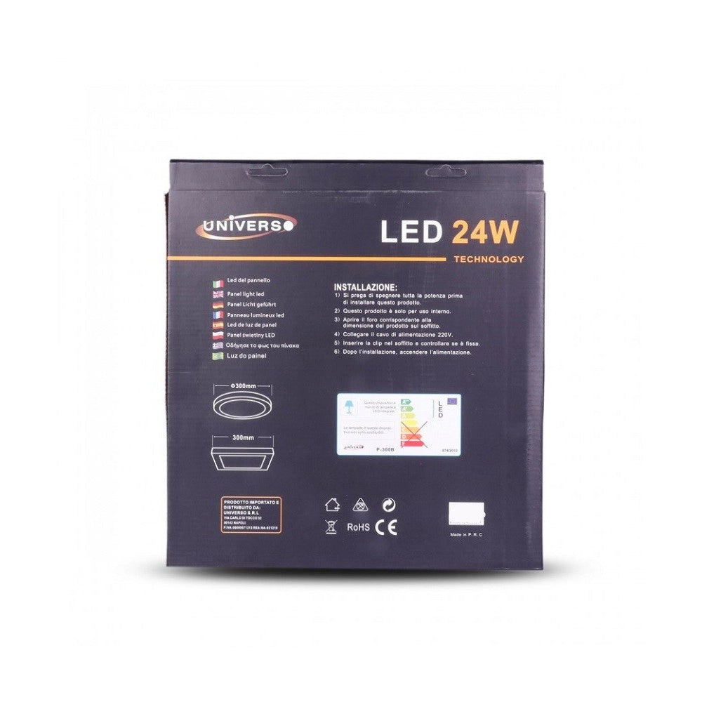 Trade Shop - Pannello Plafoniera Led 24w Quadrato Luce Bianco Caldo Freddo Naturale -